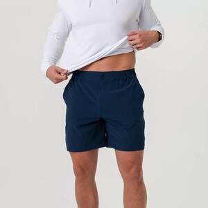 NEW BURLEBO pull on everyday short in deep water navy mayan pocket